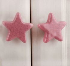 Pink Star Crackle Ceramic Knob